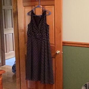 Black polka dot fit and flair dress